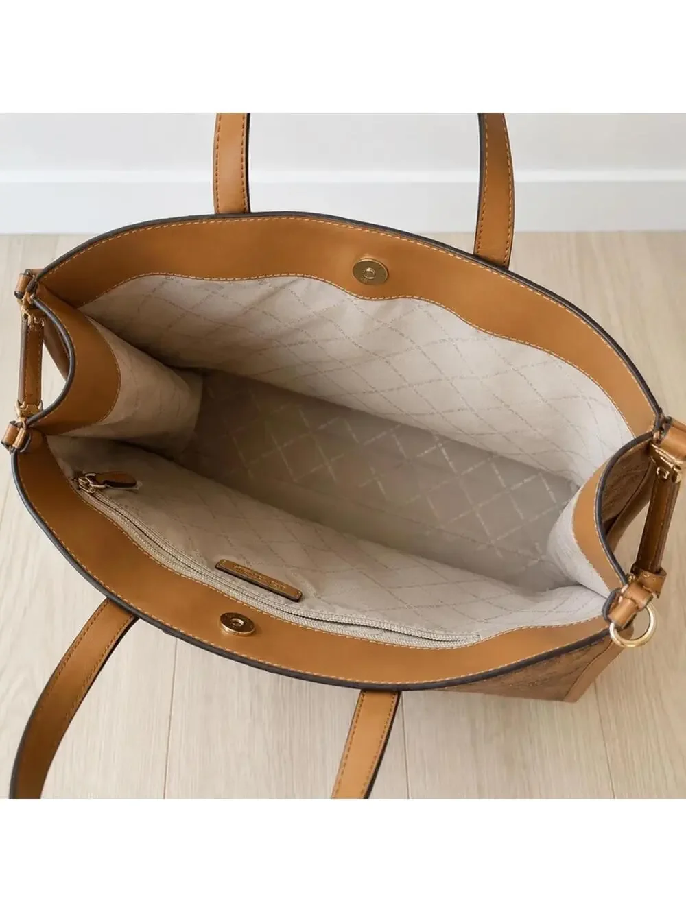 Michael Kors Brown Signature Tote Bag Large Crossbody Laptop Work Bag